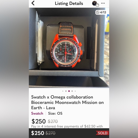 Swatch X Omega Unisex Bioceramic MoonSwatch Mission On Earth Lava Edition - Picture 14 of 16